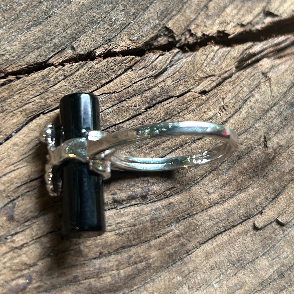 🍓VINTAGE SILVER BLACK ONYX RING - Picture 2 of 3
